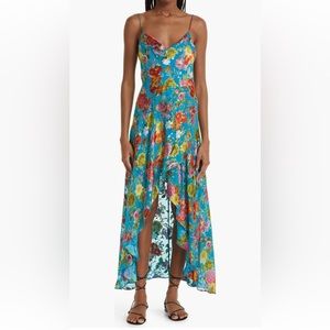 ALICE + OLIVIA Christina Floral High Low Midi Dress in Summer Bliss
